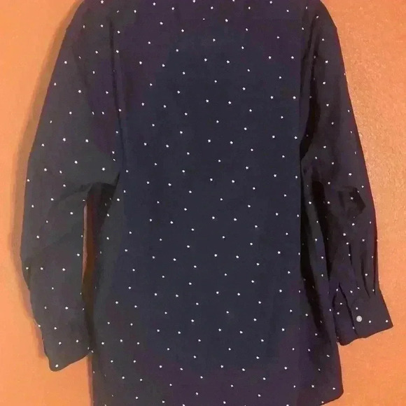 Lauren Ralph Lauren Slim Fit Stretch Non Iron Men's 17 34/35 Navy w/ Stars Shirt - Picture 5 of 8